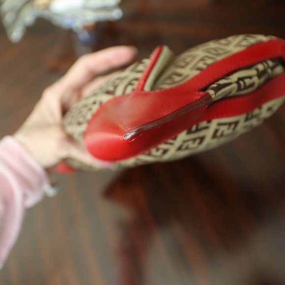 Fendi Zucco With Red Leather Trim - Picture 10 of 14